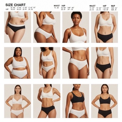 Detailed underwear size guide with measurements and fitting tips