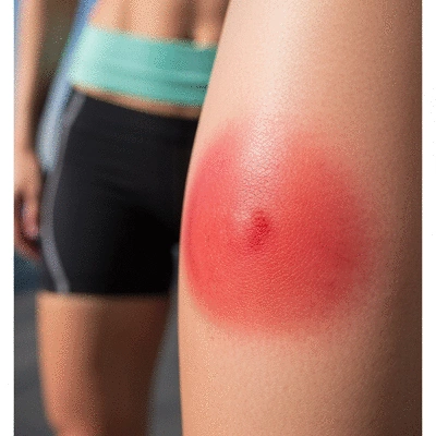 Close-up of skin irritated from chafing, with a background of athletic clothing, no text, no words, no typography, clean image