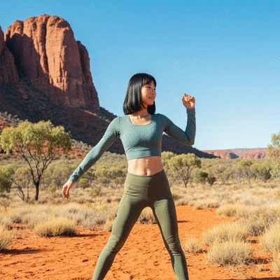 Person stretching in comfortable, durable activewear outdoors
