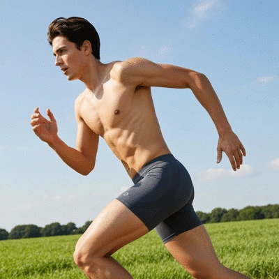 Person wearing anti-chafe underwear during a run, with focus on comfort and performance
